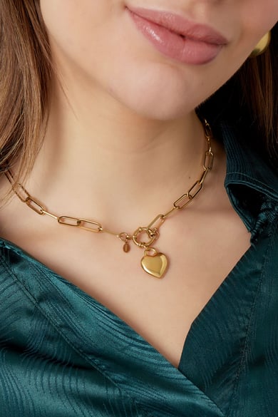 Gliederkette mit Herzanhänger und rundem Verschluss – Silber h5 Bild3